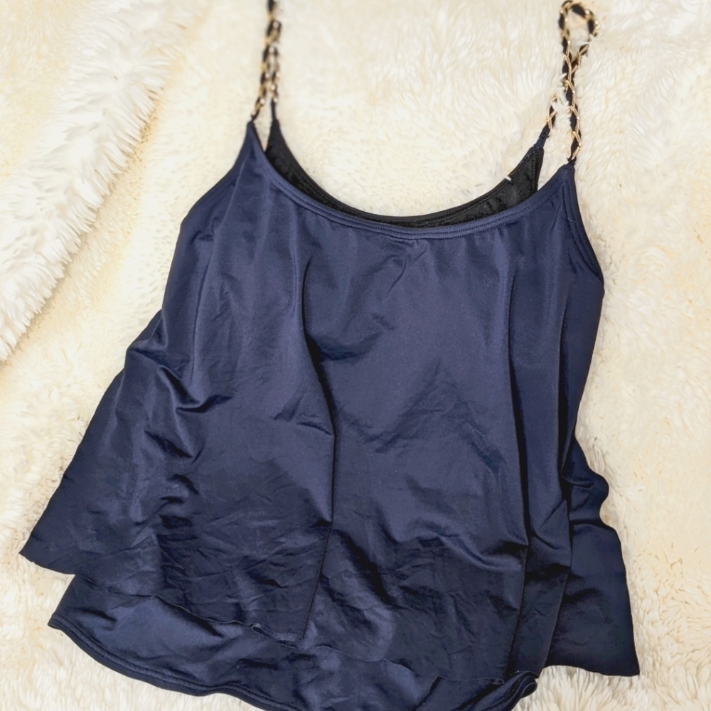 Michael Kors Layered Tankini Swim Top Safari Solids